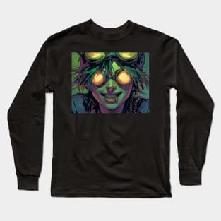 Psychedelic Steampunk Aviator in Glasses Long Sleeve T-Shirt